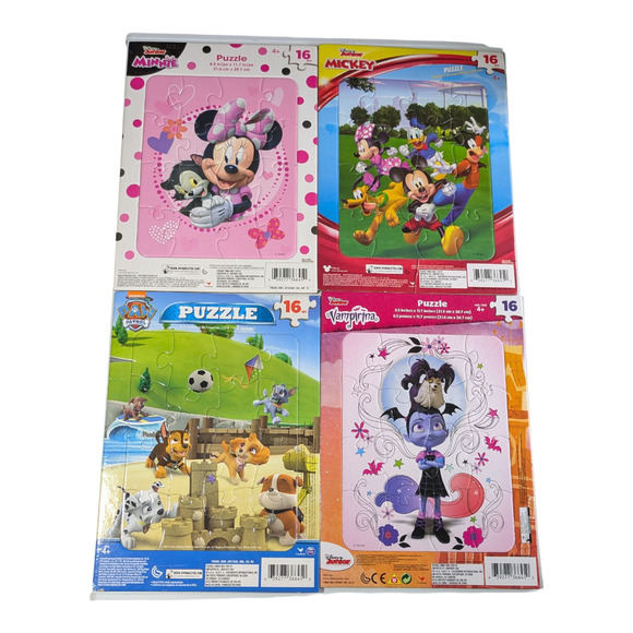 Puzzles For Kids 4PKDisney Minnie Mouse Paw Patrol Vampirina Mickey&Friends Used - Picture 1 of 6